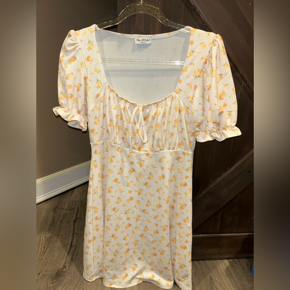 White Floral Dress with Puff Sleeves